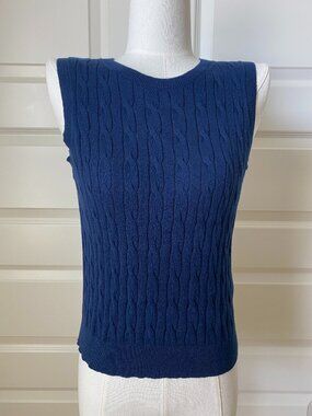 J.Crew Factory Navy Blue Cotton Cable Knit Sweater Vest XXS